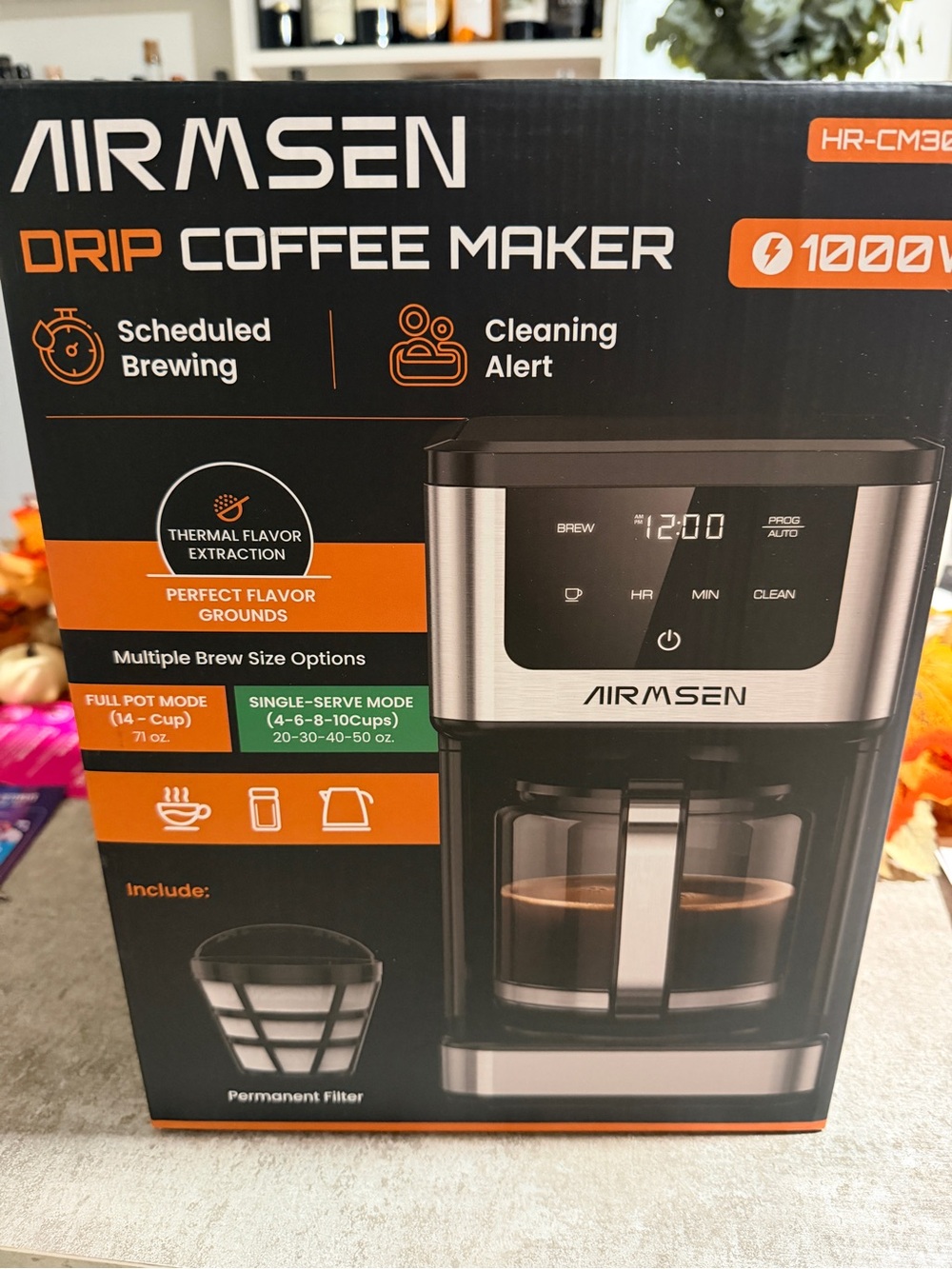 Airmsen Drip Coffee Maker in Black and Silver